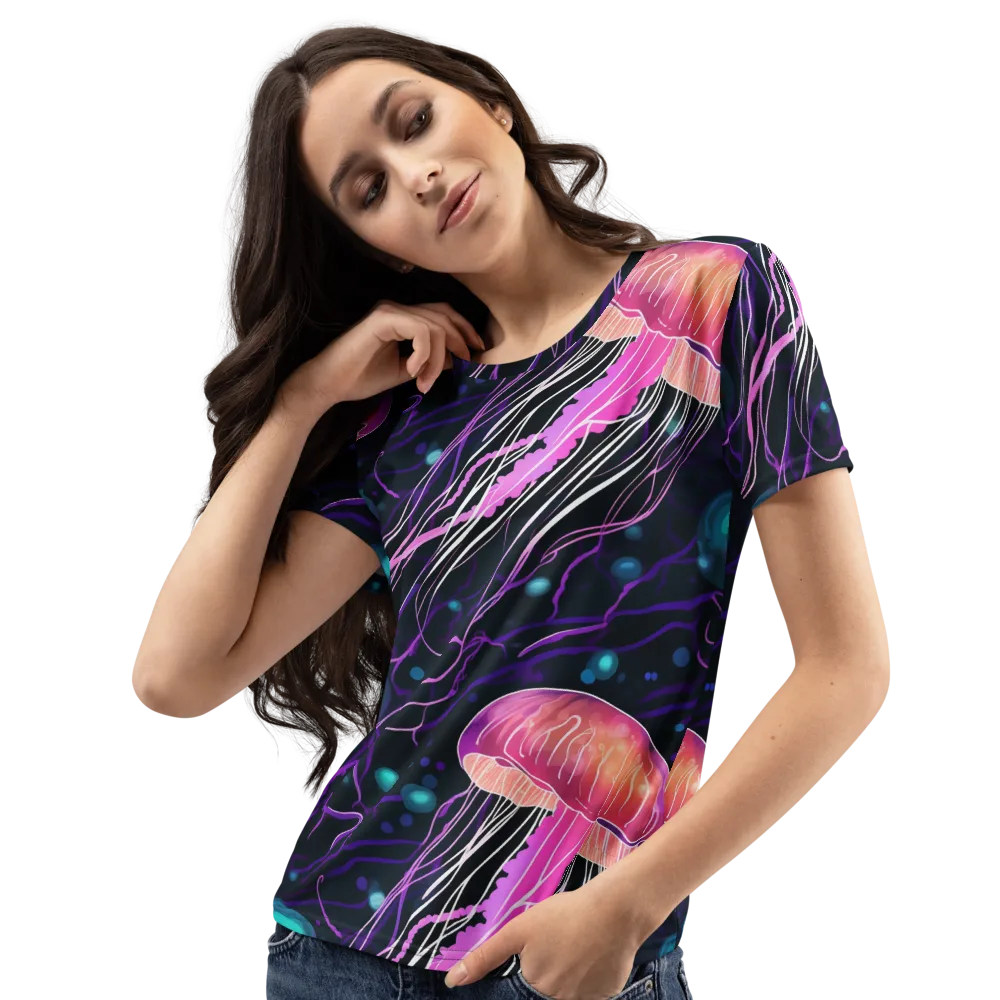 Neon Abyss on Women's Crew Neck T-Shirt — Left Front