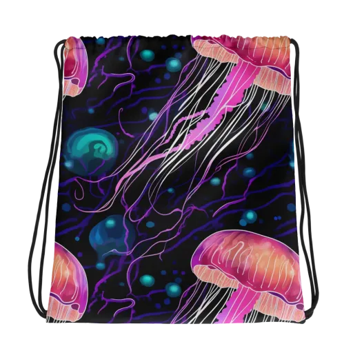 Neon Abyss on a Drawstring Bag