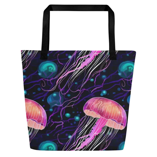 Neon Abyss on a Large Tote Bag W/ Pocket