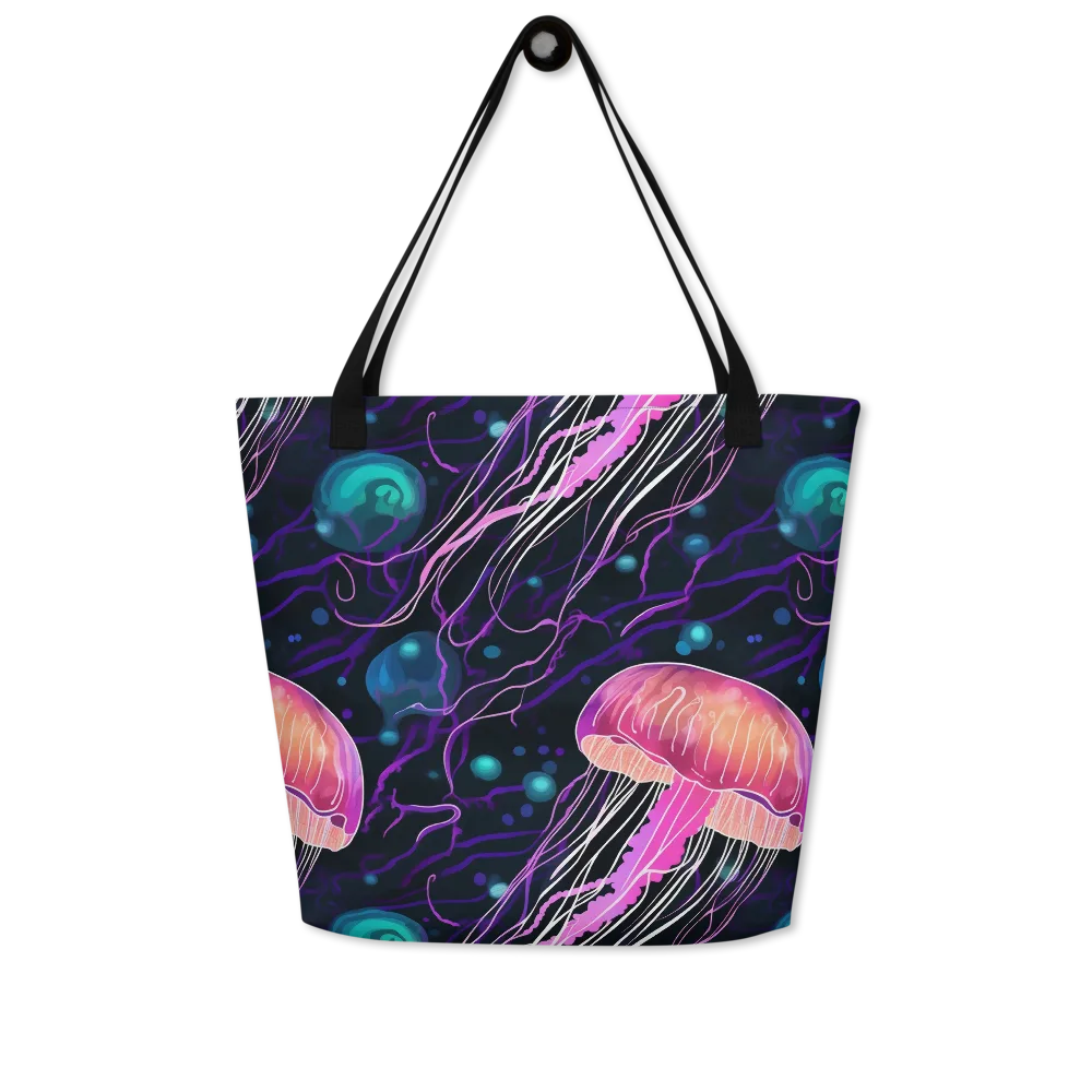 Neon Abyss on Large Tote Bag W/ Pocket — Front