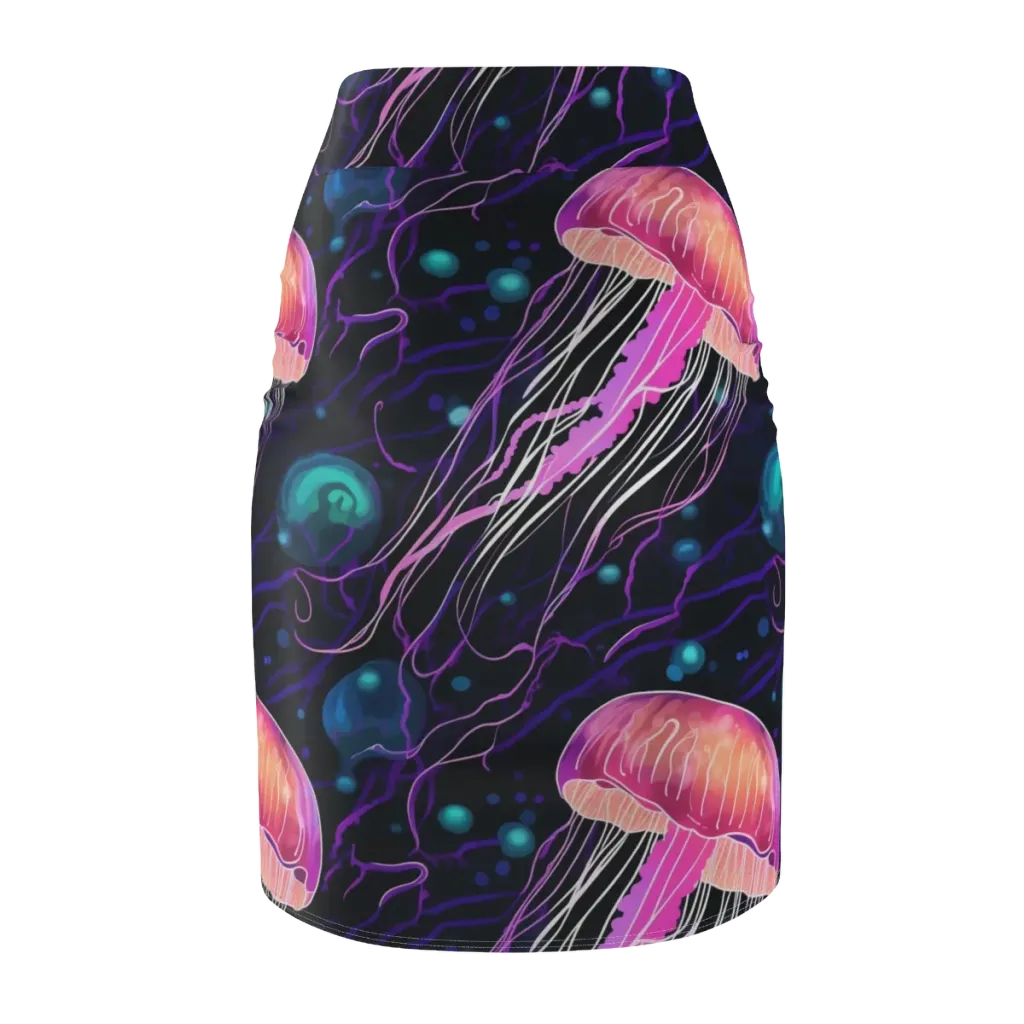 Neon Abyss on Pencil Skirt — Back
