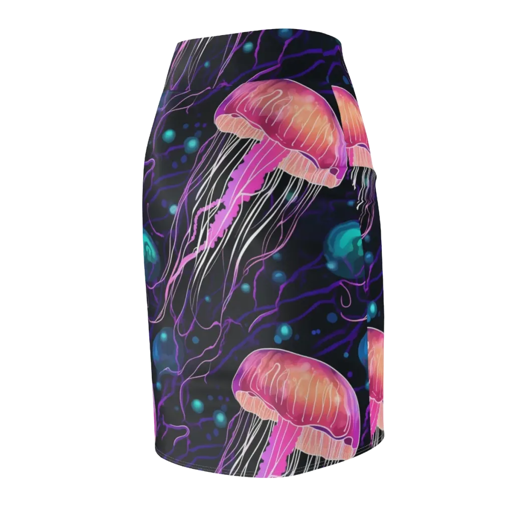 Neon Abyss on Pencil Skirt — Back Side