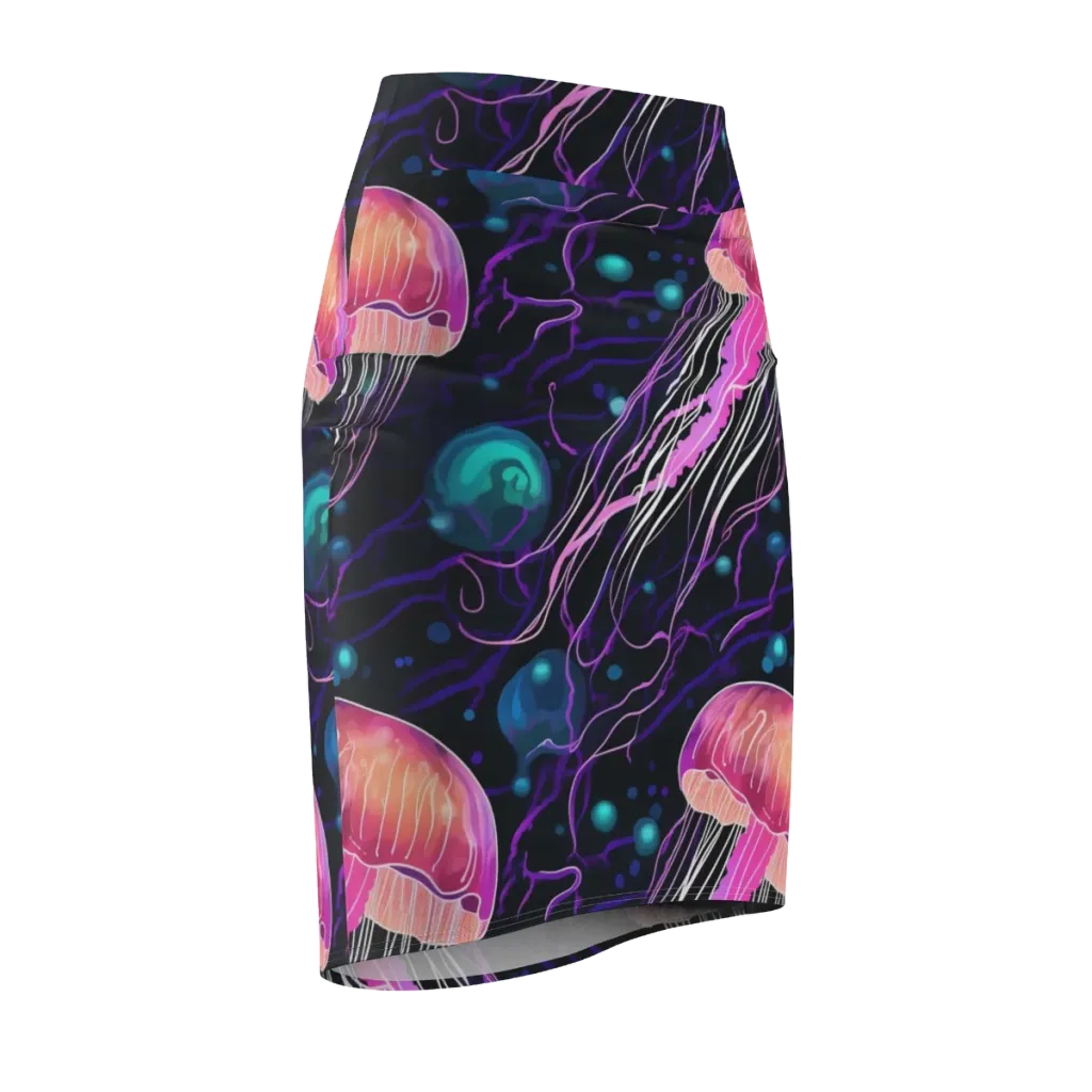 Neon Abyss on Pencil Skirt — Front Side