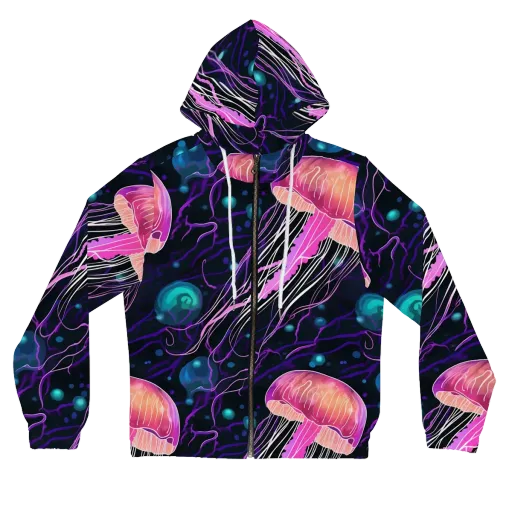 Neon Abyss on a Women's Full-Zip Hoodie