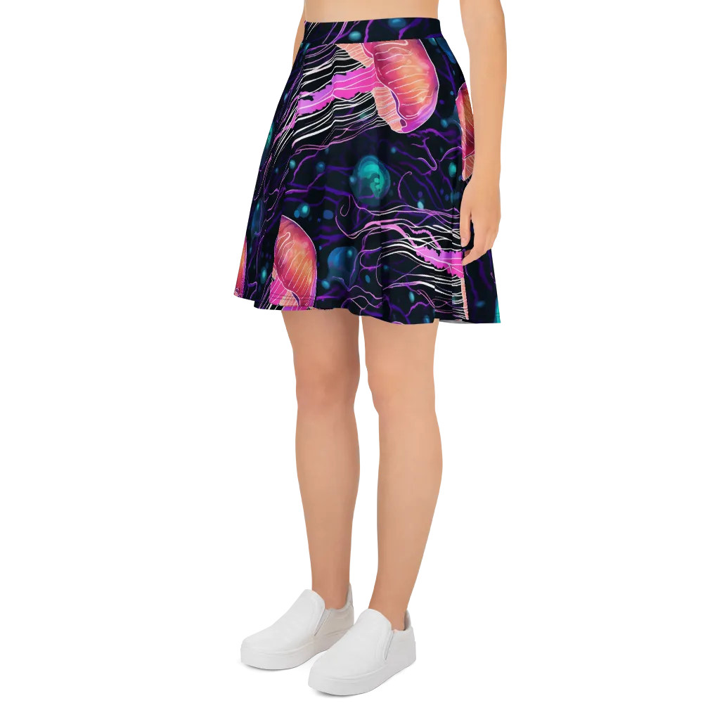 Neon Abyss on Skater Skirt — Left