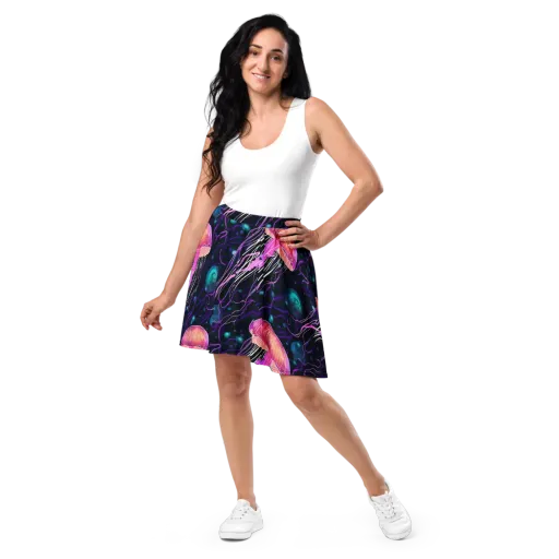 Neon Abyss on a Skater Skirt