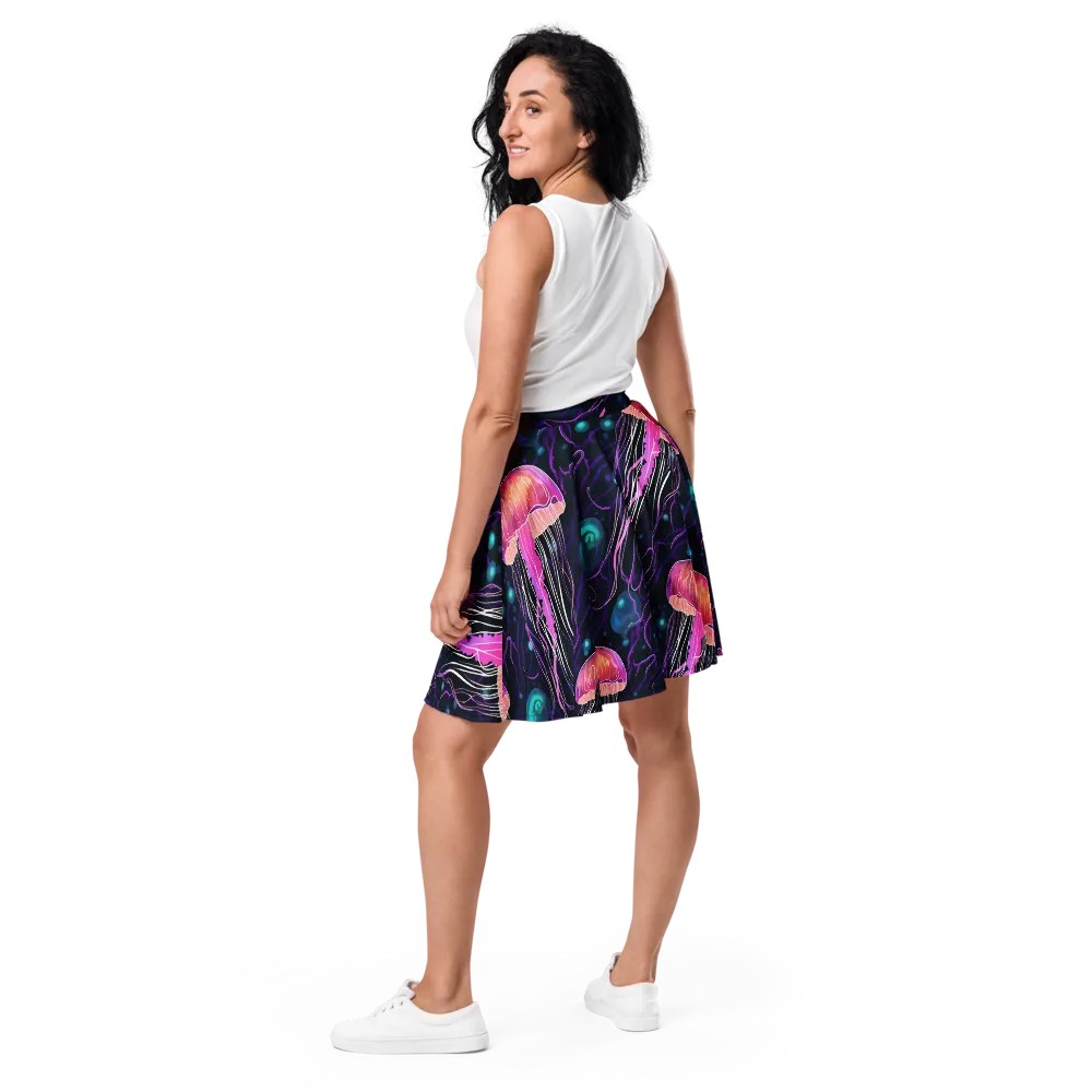 Neon Abyss on Skater Skirt — Back
