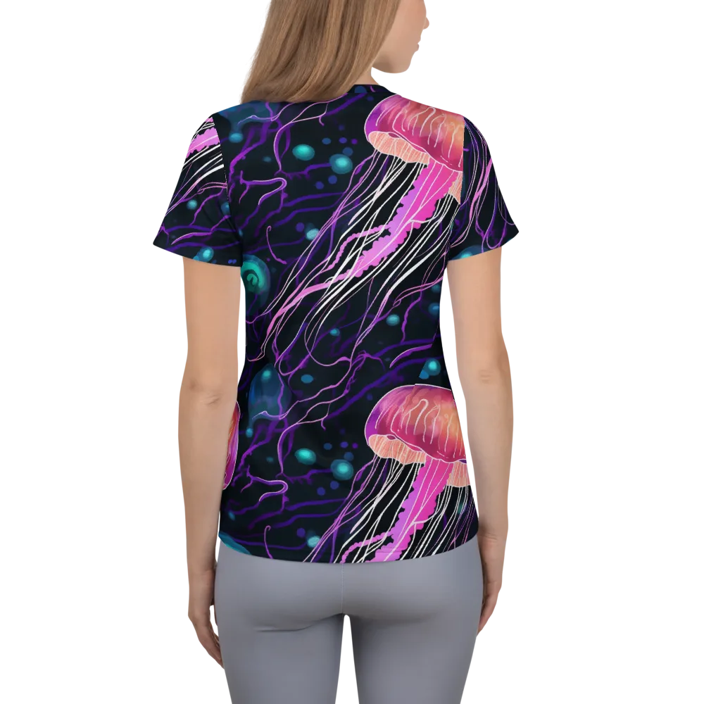 Neon Abyss on Women's Athletic T-Shirt — Back