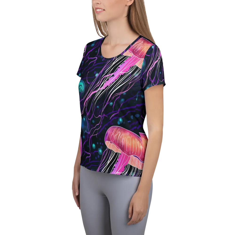 Neon Abyss on Women's Athletic T-Shirt — Left