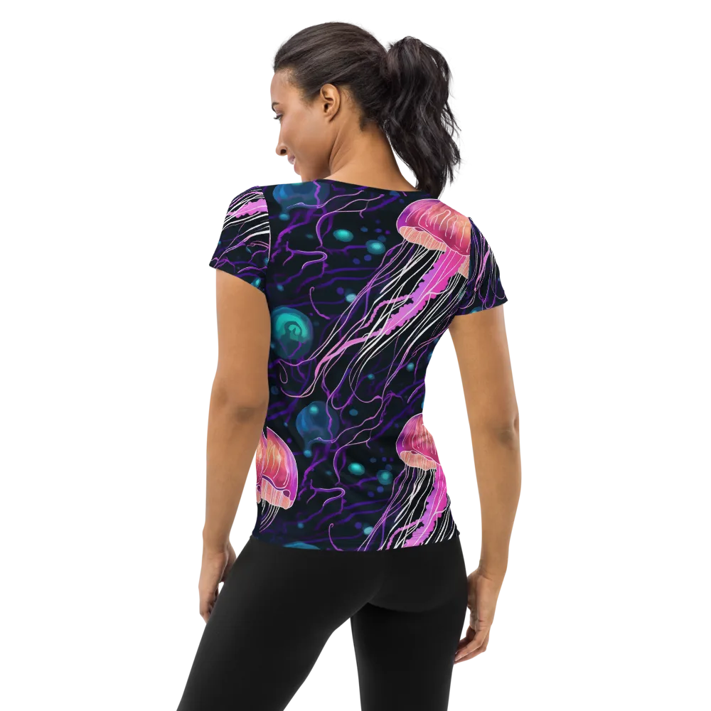 Neon Abyss on Women's Athletic T-Shirt — Back