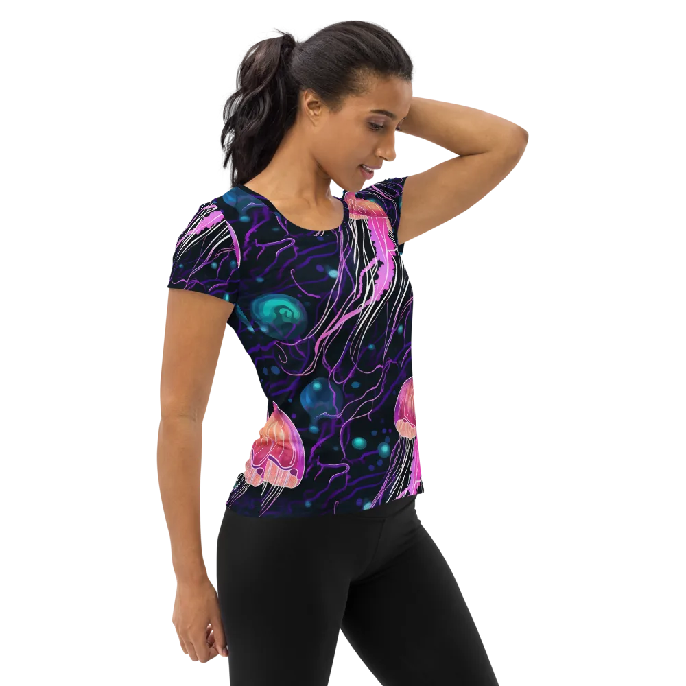 Neon Abyss on Women's Athletic T-Shirt — Right