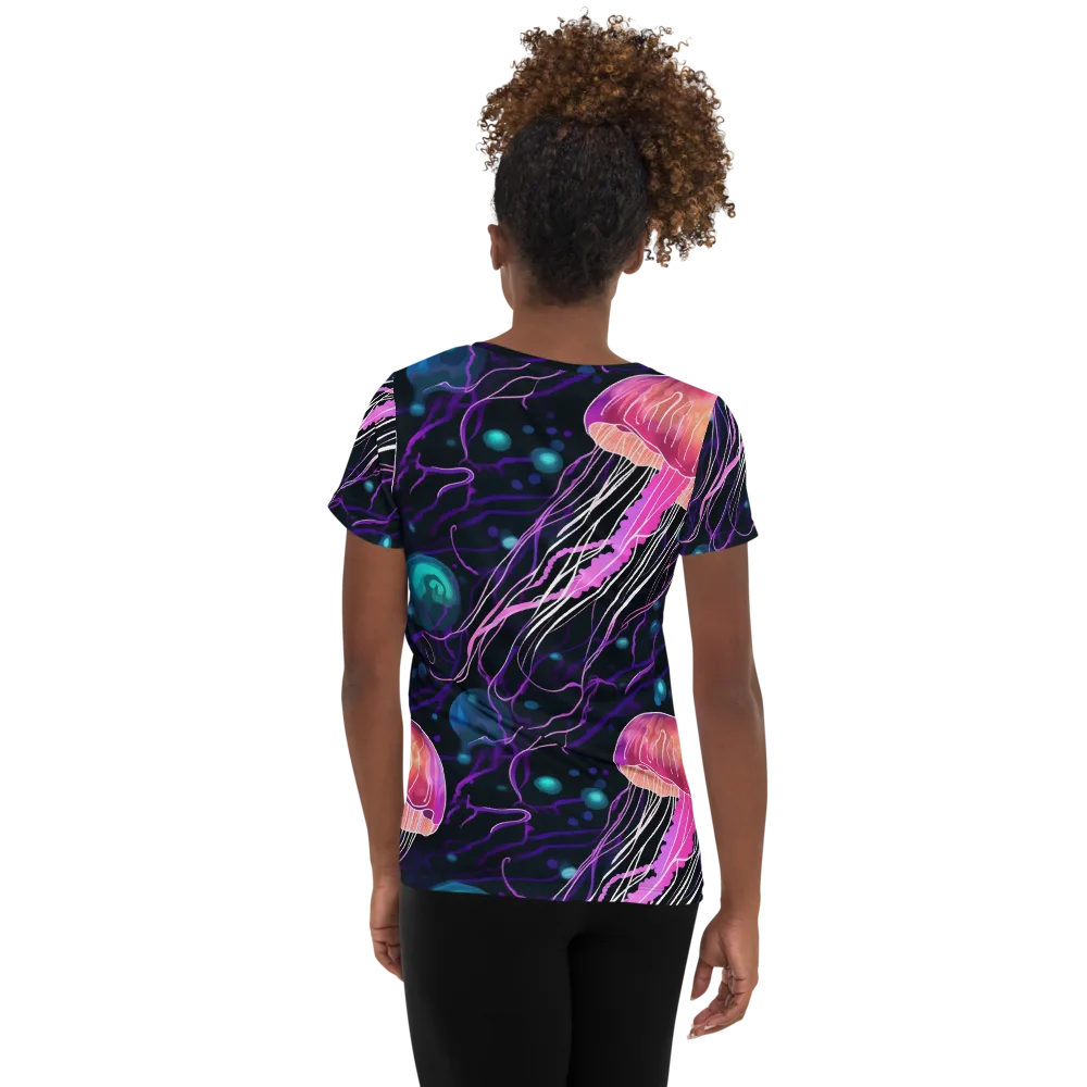 Neon Abyss on Women's Athletic T-Shirt — Back