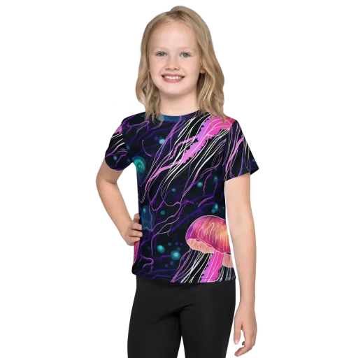 Neon Abyss on a Kids Crew Neck T-Shirt