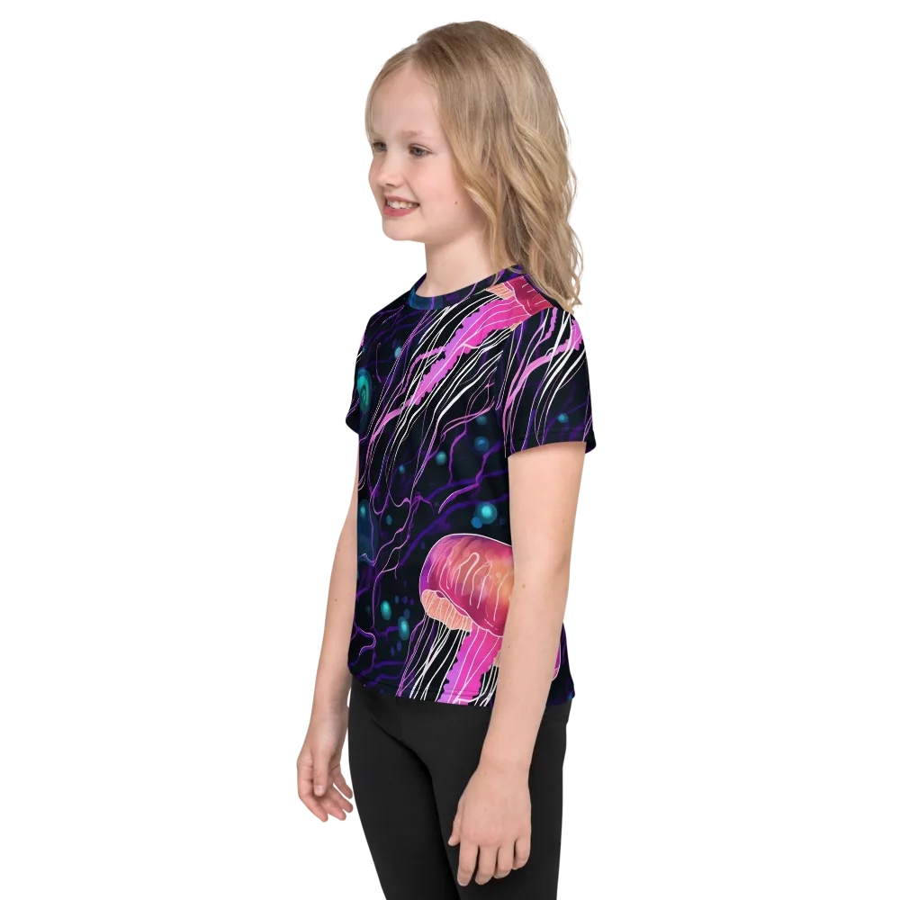 Neon Abyss on Kids Crew Neck T-Shirt — Left