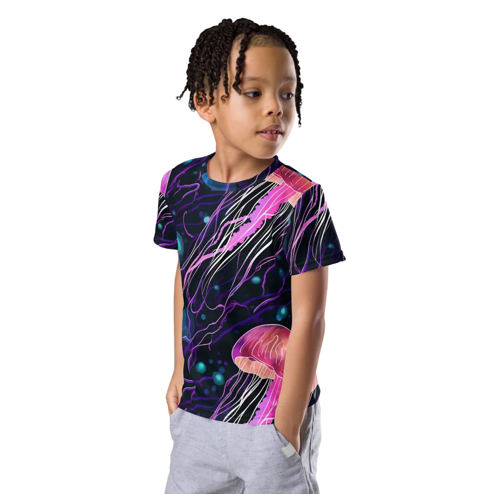 Neon Abyss on Kids Crew Neck T-Shirt — Left Front