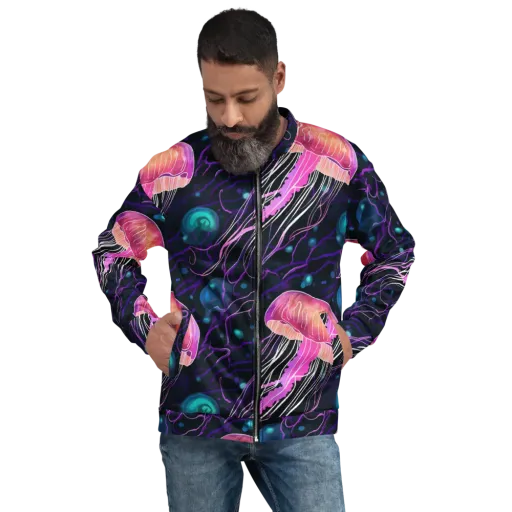 Neon Abyss on a Bomber Jacket