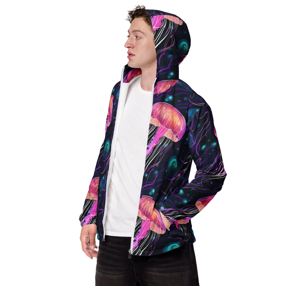 Neon Abyss on Men's Windbreaker — Left Front