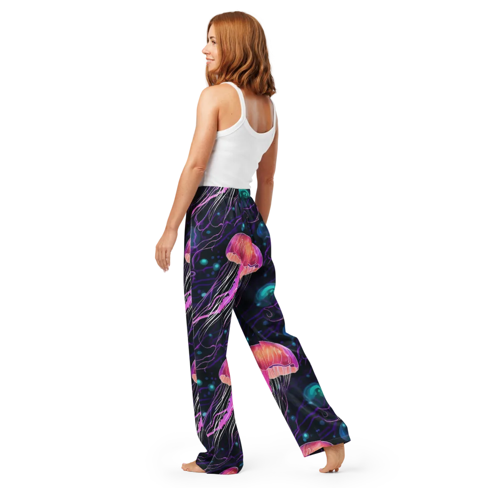 Neon Abyss on Women's Pajama Pants — Back
