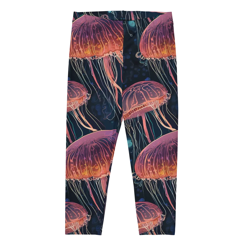 Jellyfish Nocturne on Capri Leggings — Front