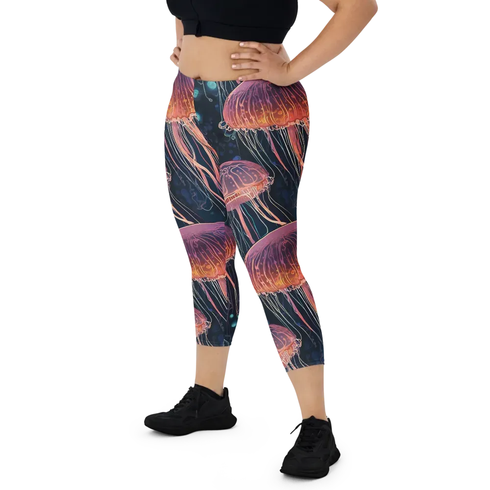 Jellyfish Nocturne on Capri Leggings — Front