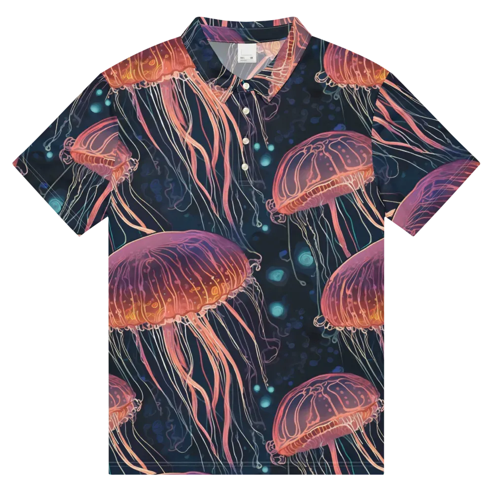 Jellyfish Nocturne on Men's Slim Fit Polo Shirt — Front