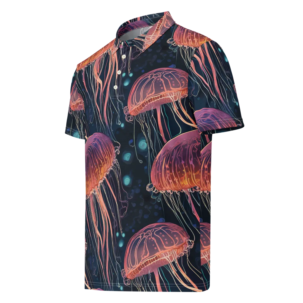Jellyfish Nocturne on Men's Slim Fit Polo Shirt — Left Front