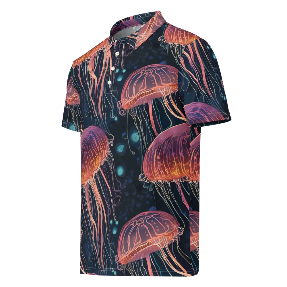 Jellyfish Nocturne on Men's Slim Fit Polo Shirt — Left Front