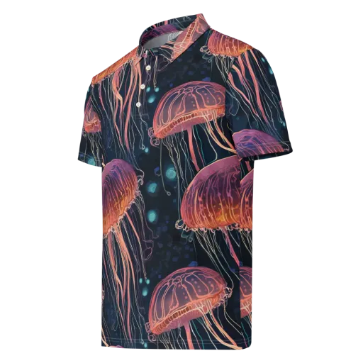 Jellyfish Nocturne on a Men's Slim Fit Polo Shirt