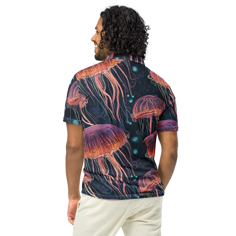 Jellyfish Nocturne on Men's Slim Fit Polo Shirt — Back