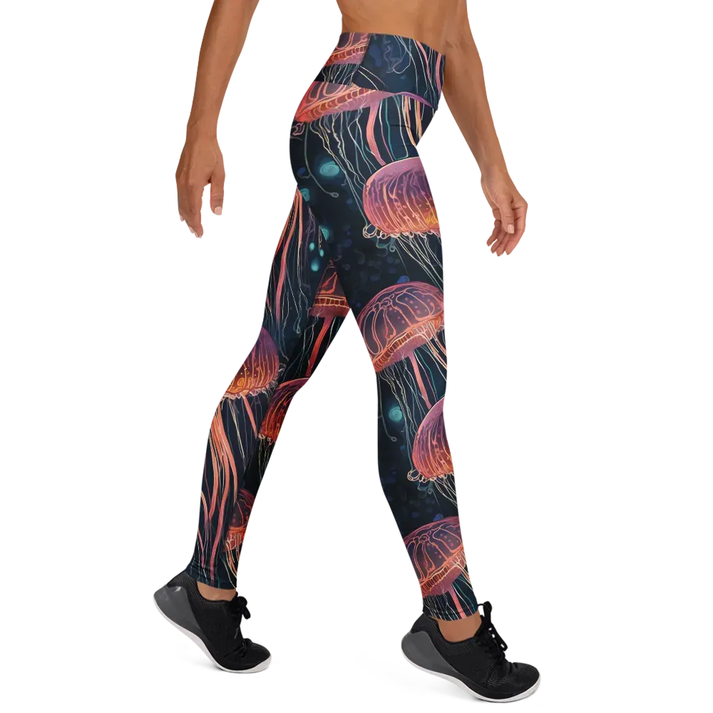 Jellyfish Nocturne on Yoga Leggings — Right