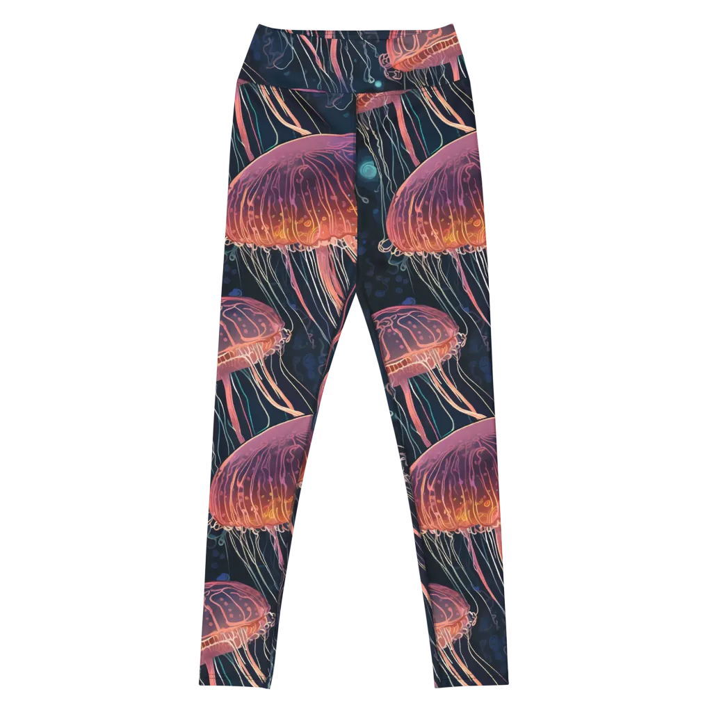 Jellyfish Nocturne on Yoga Leggings — Front
