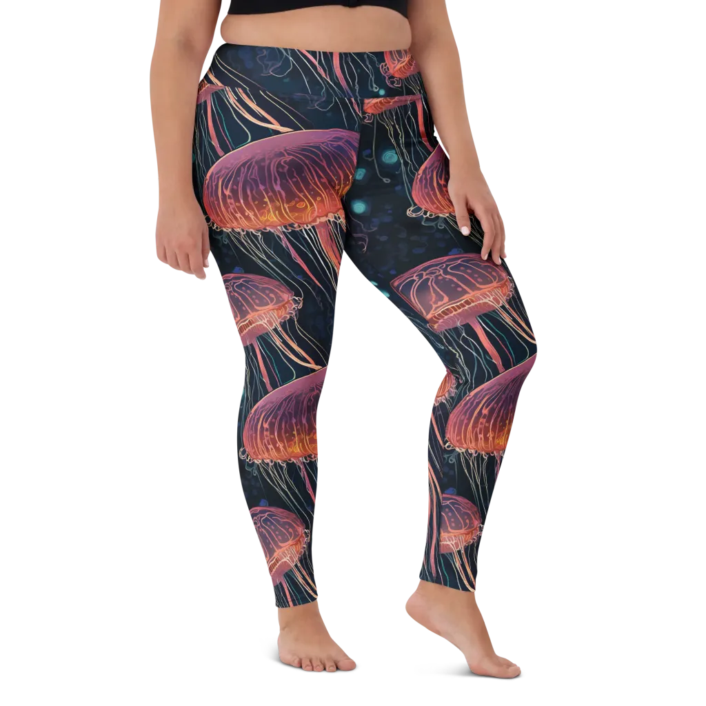 Jellyfish Nocturne on Yoga Leggings — Front
