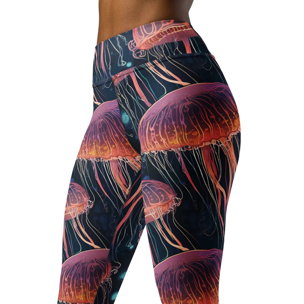 Jellyfish Nocturne on Yoga Leggings — Left Front