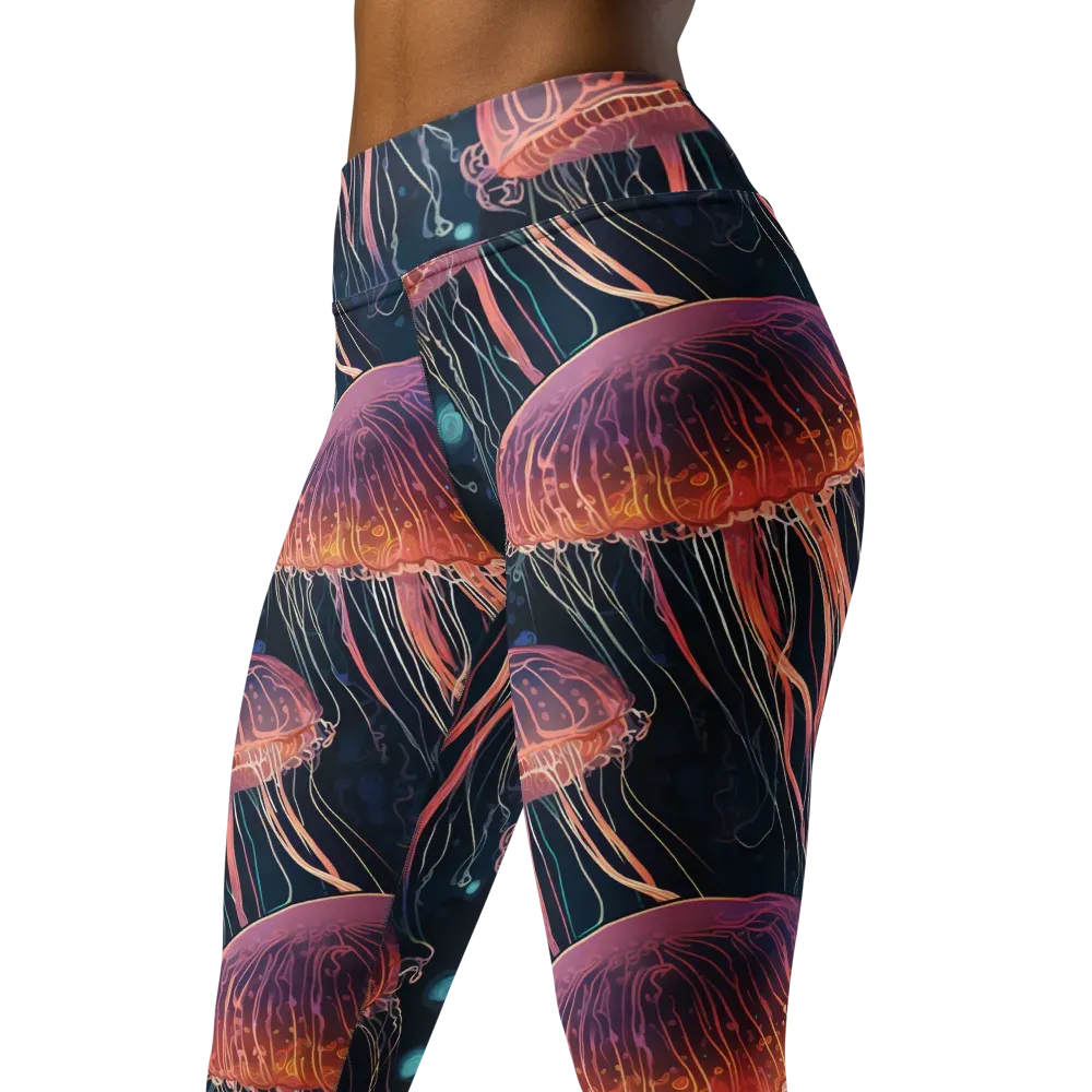 Jellyfish Nocturne on Yoga Leggings — Left Front