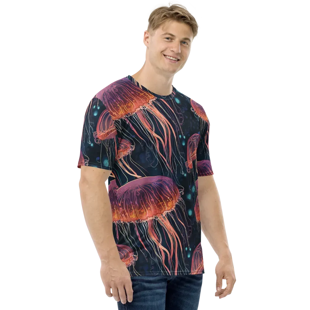 Jellyfish Nocturne on Men's Crew Neck T-Shirt — Right