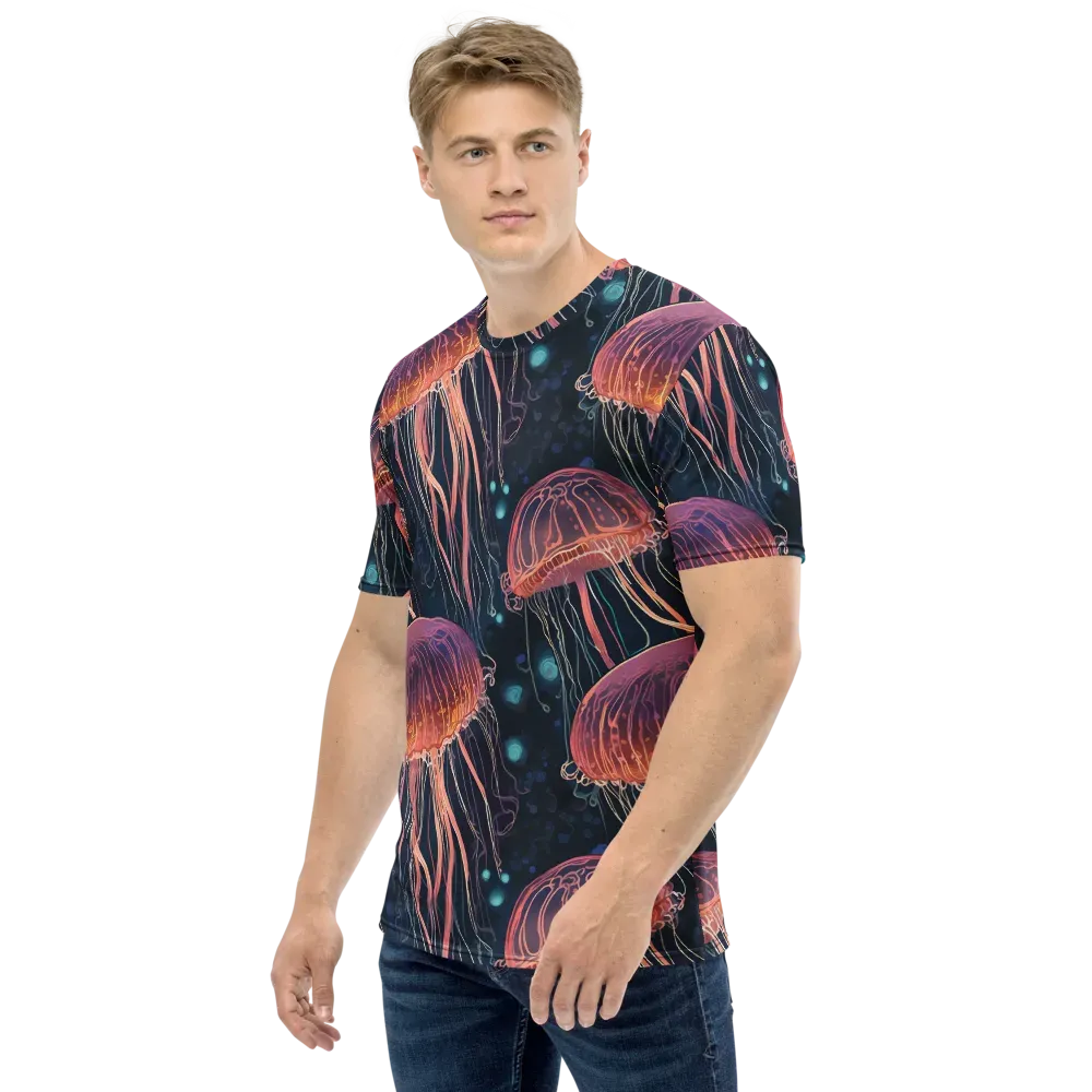 Jellyfish Nocturne on Men's Crew Neck T-Shirt — Left