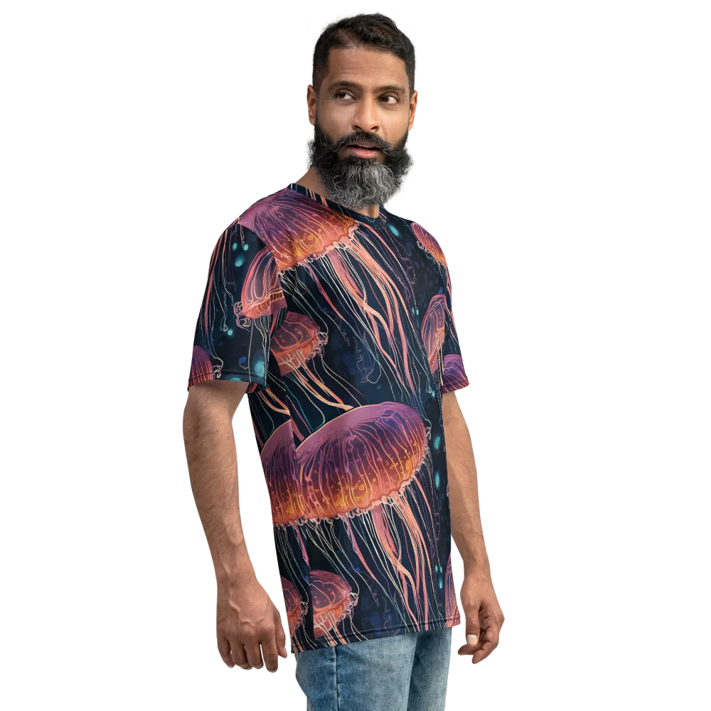 Jellyfish Nocturne on Men's Crew Neck T-Shirt — Right