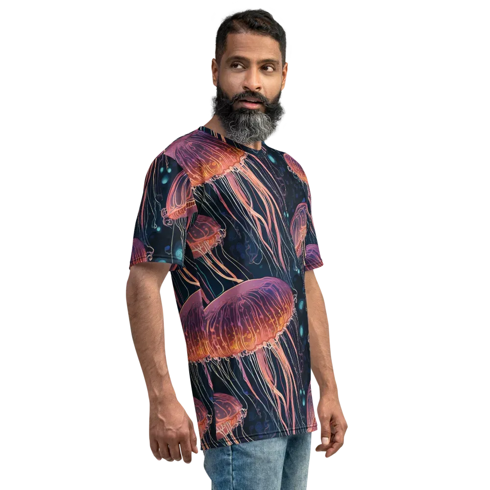 Jellyfish Nocturne on Men's Crew Neck T-Shirt — Right