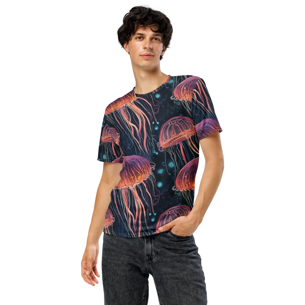 Jellyfish Nocturne on Men's Crew Neck T-Shirt — Front