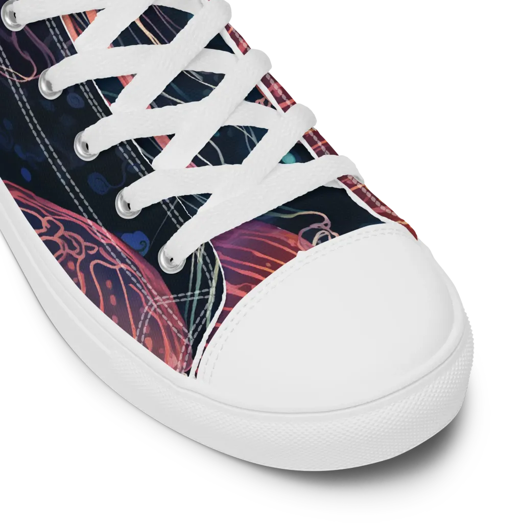 Jellyfish Nocturne on Men's High Top Canvas Shoes — Product details