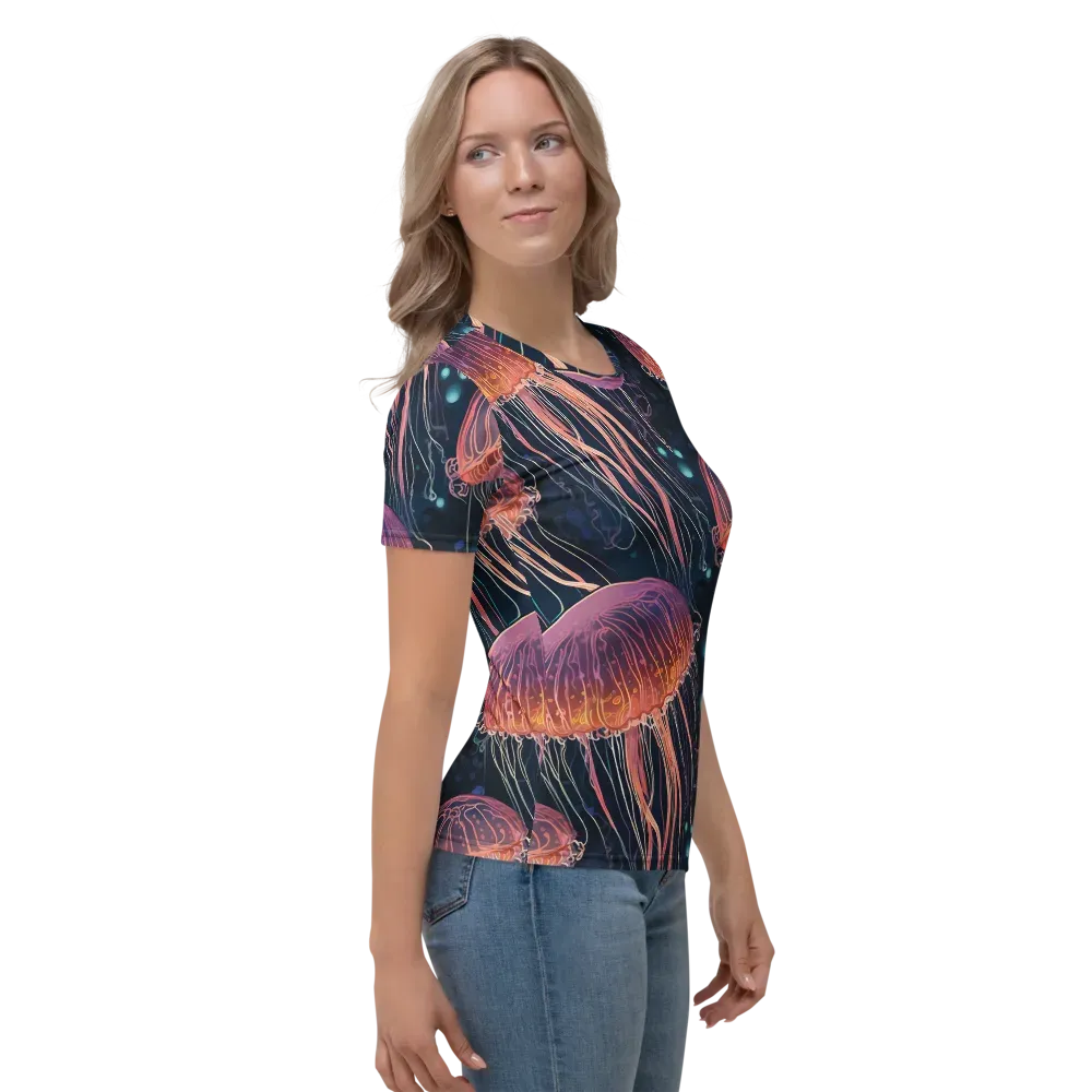 Jellyfish Nocturne on Women's Crew Neck T-Shirt — Right