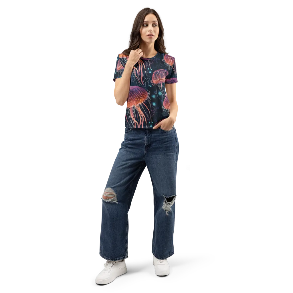 Jellyfish Nocturne on Women's Crew Neck T-Shirt — Front