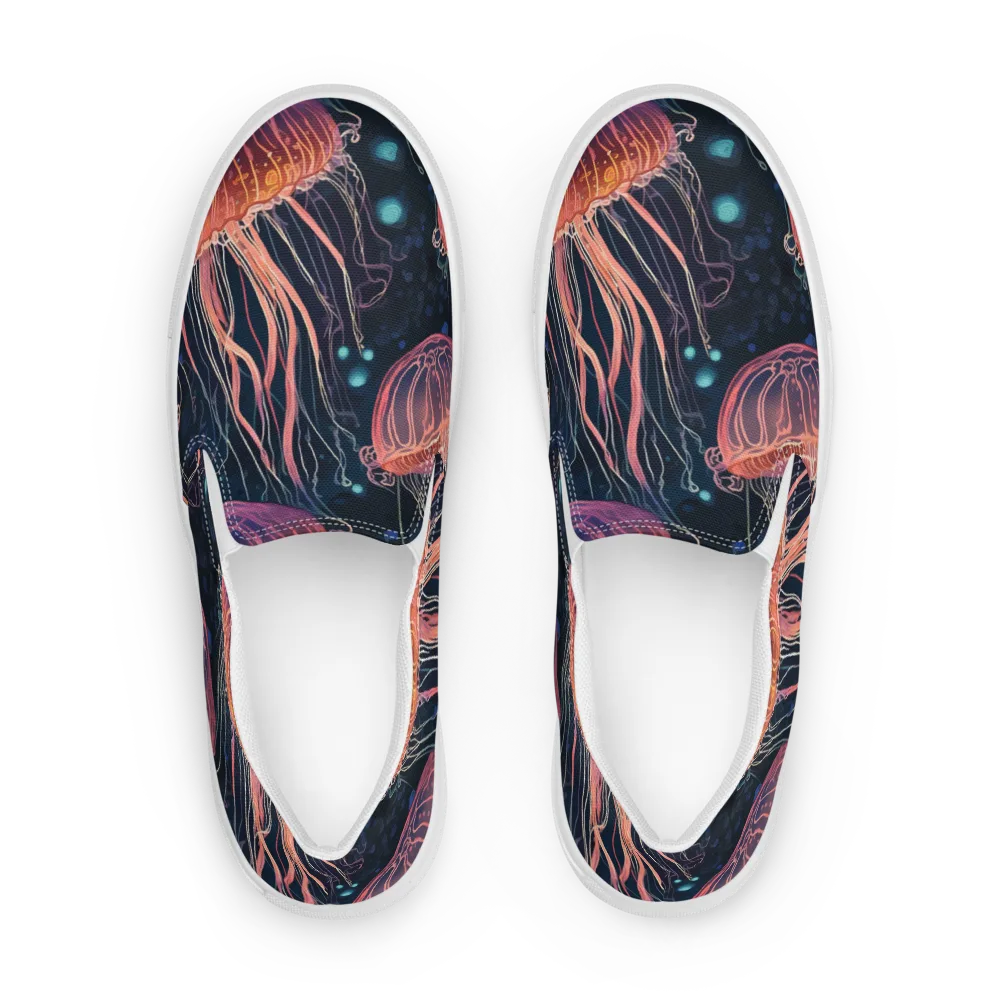 Jellyfish Nocturne on Men's Slip-On Canvas Shoes — Front