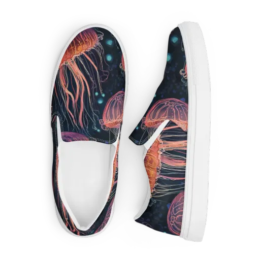 Jellyfish Nocturne on a Men's Slip-On Canvas Shoes