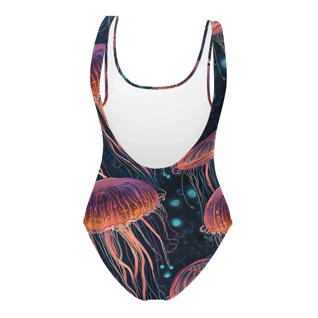 Jellyfish Nocturne on One-Piece Swimsuit — Back