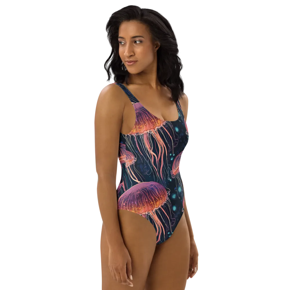 Jellyfish Nocturne on One-Piece Swimsuit — Right