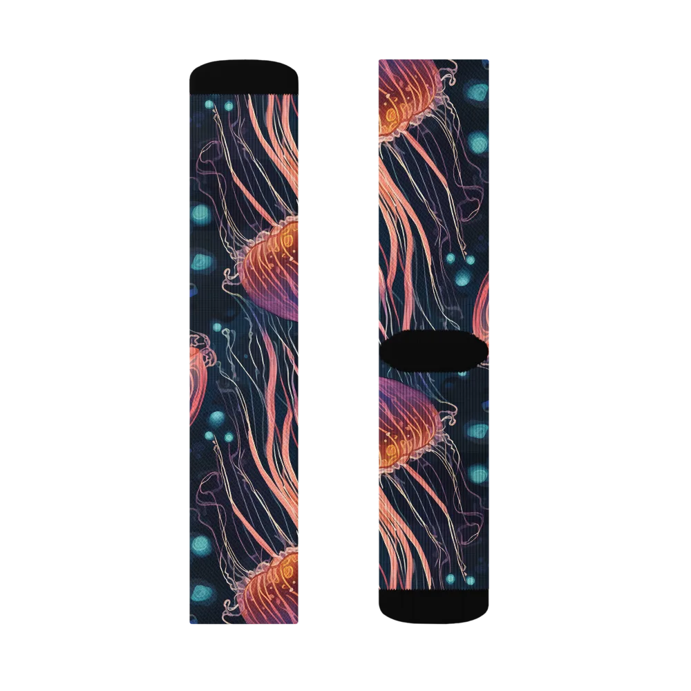 Jellyfish Nocturne on Socks — Left Sock