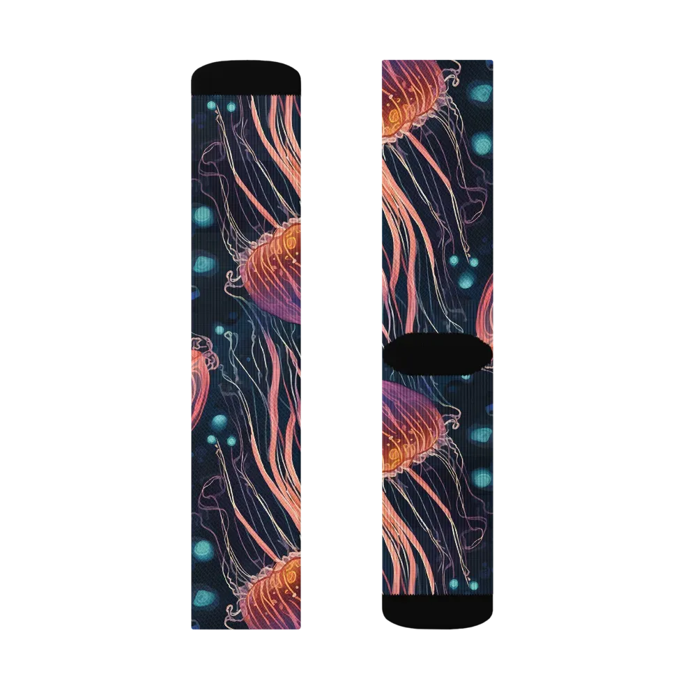 Jellyfish Nocturne on Socks — Right Sock