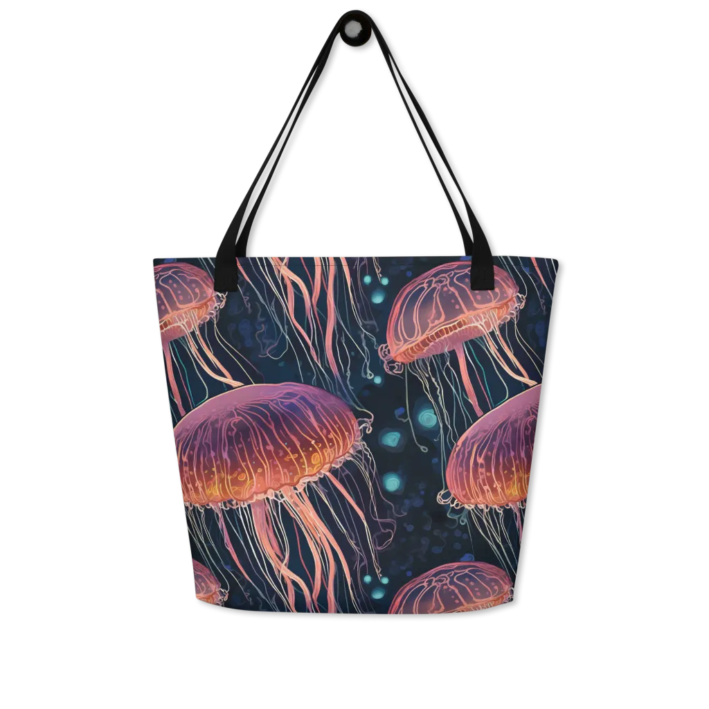 Jellyfish Nocturne on Large Tote Bag W/ Pocket — Front