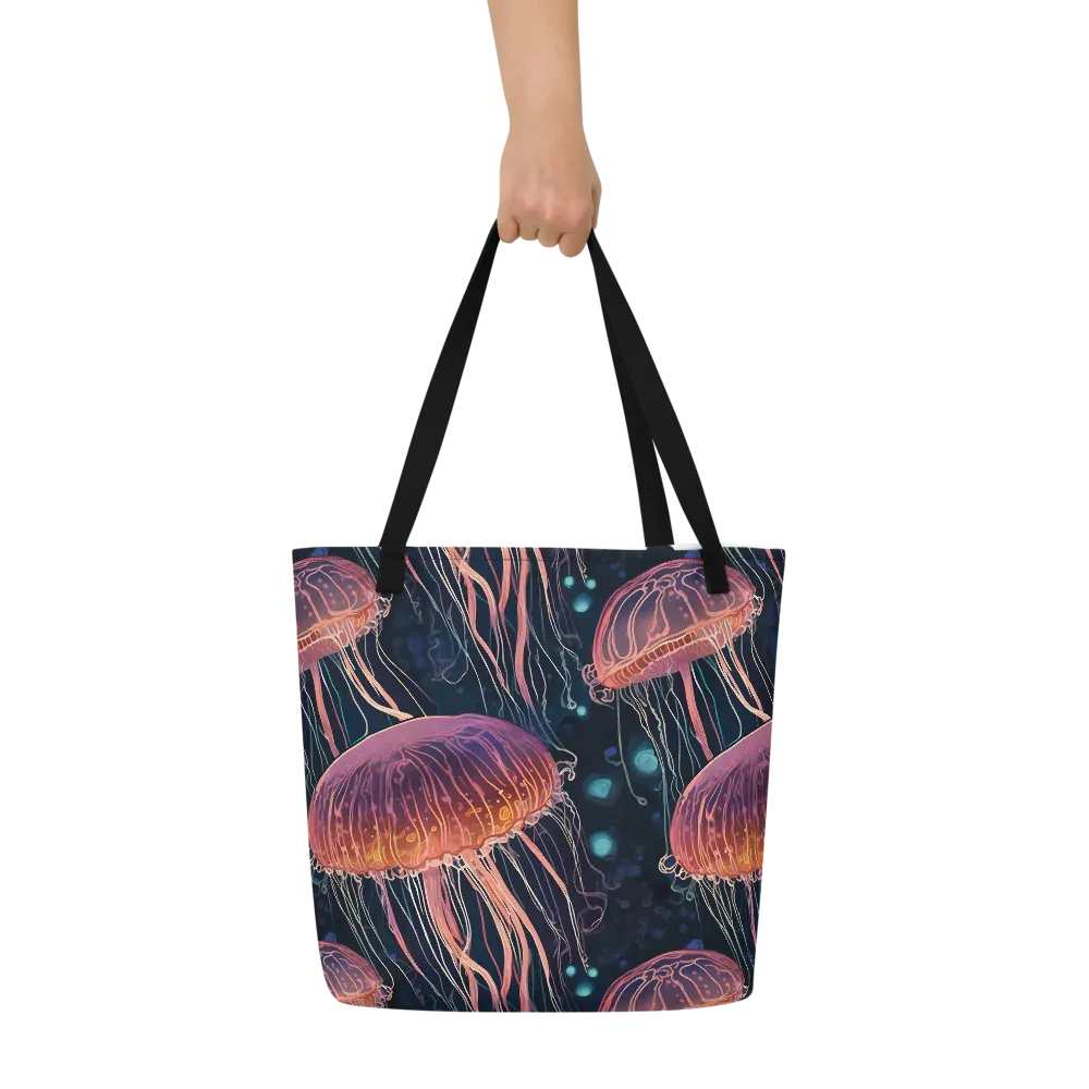 Jellyfish Nocturne on Large Tote Bag W/ Pocket — Front